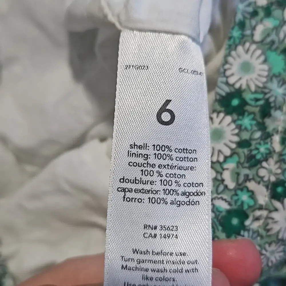 Carter’s Girls Green & White Floral Cotton Dress - Size 6